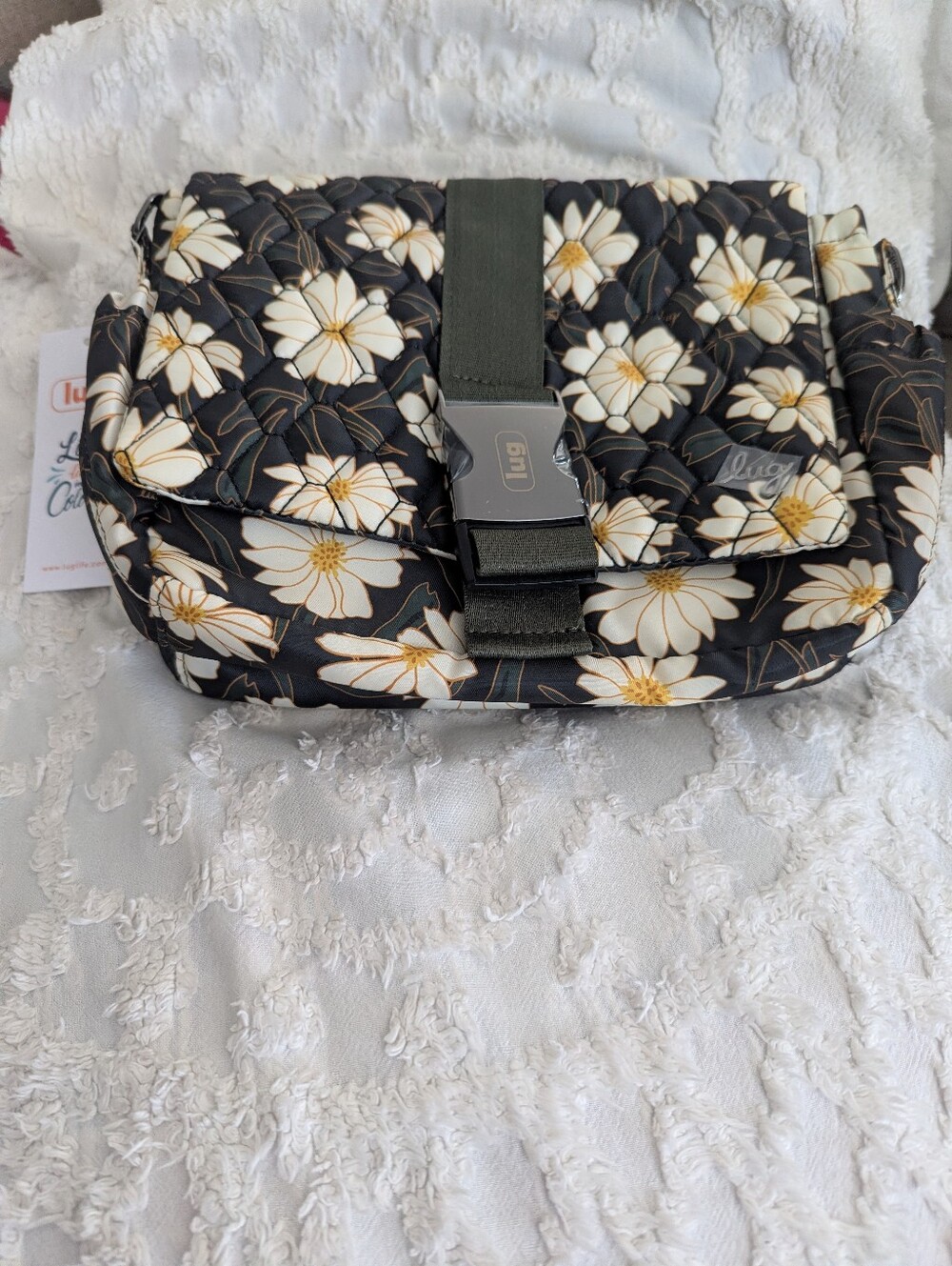 Lug Harness Black Daisy Quilted Crossbody With Strap